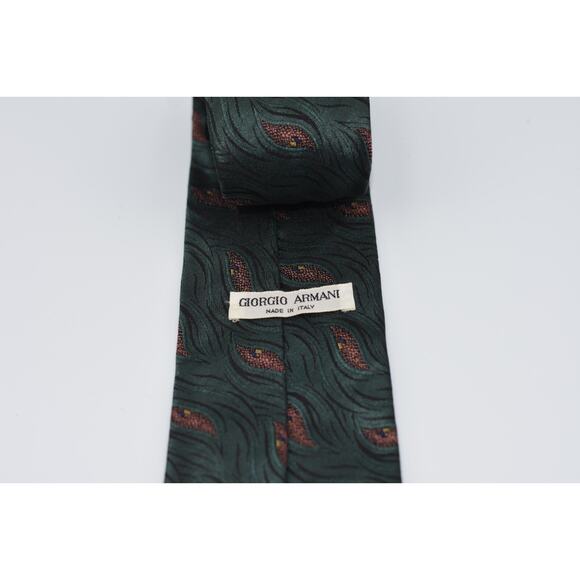 Giorgio Armani Y2K Made in Italy Mens Neck Tie Paisley 100% Silk 57"x3" - Picture 5 of 5